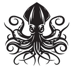 Squid, Silhouette, Marine Creature, 