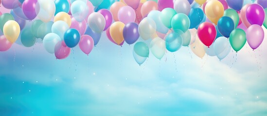 Fototapeta na wymiar Seamless background of colorful party balloons in the sky