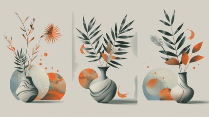 This is a set of three abstract art  illustrations. They are great for wall décor, wallpaper, posters, cards, murals, carpets, hangings, and prints.