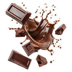 Chocolate bars in chocolate splash