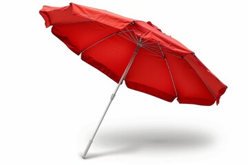 This is an image of a red beach umbrella isolated on white. The clipping path is included as well.