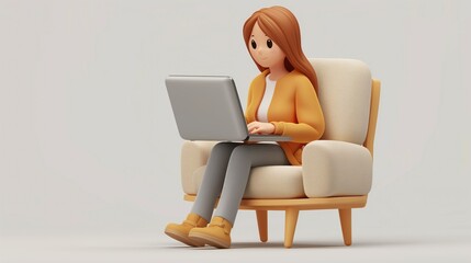 Woman Sitting in a Chair Using a Laptop Computer