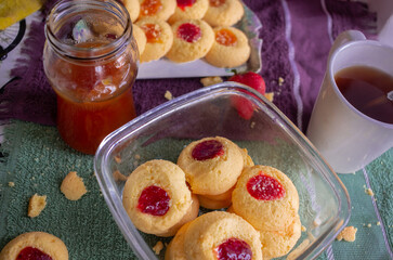 breakfast with jam and croissant