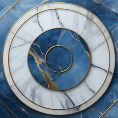 A blue and white marble texture with a gold circle in the middle - generated by ai