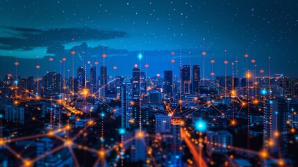 Fototapeta premium A futuristic smart city powered by 5G and IoT device
