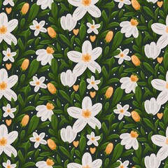 Spring flowers seamless pattern. Perfect for packaging, patterns, prints, textile design.