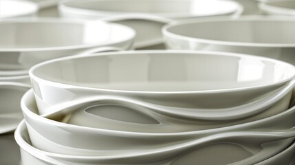 Stacked White Bowls in a Pile