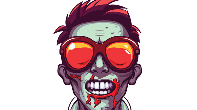 Vector image of a male zombie with sticker type glasses