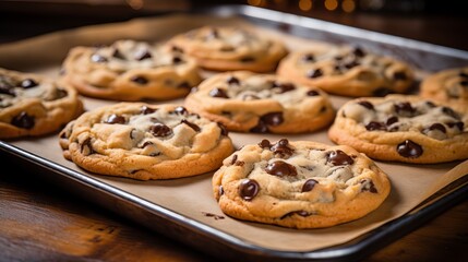Freshly baked cookies with gooey chocolate chips