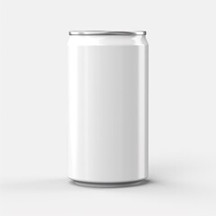 blank white beverage glossy can mock up on white background
