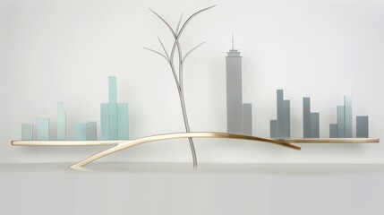 Tree and skyline - abstract minimalist impressionist sculpture