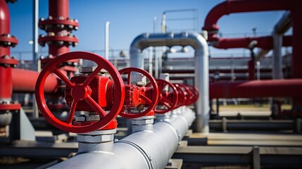 Industrial pipes and valves in a refinery complex