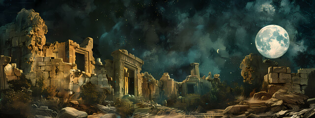 Echoes of the Past: The Ruins in Moonlight