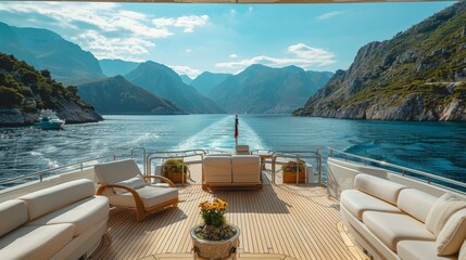 A luxurious yacht charter hosting exclusive business and finance networking events - obrazy, fototapety, plakaty