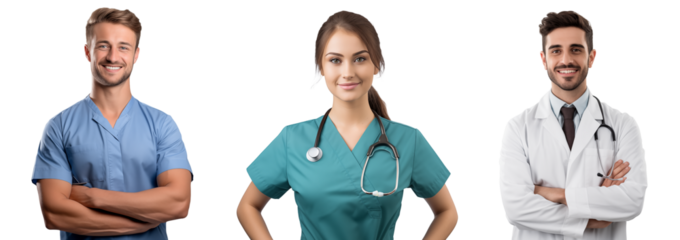 Vet and doctors isolated on white, png