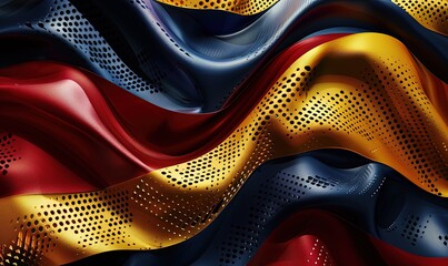 The abstract background of metal texture with empty space in navy blue, golden yellow, and deep red colors. illustration of exuberant