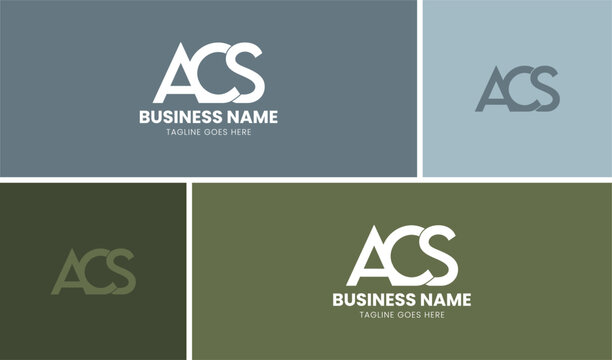 Vintage Letter ACS Logo Design, ACS Line art Monogram Logo Design Template