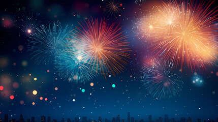 Fototapeta premium Fireworks background for celebration, holiday celebration concept