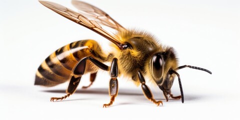Close Up of Bee on White Background Generative AI