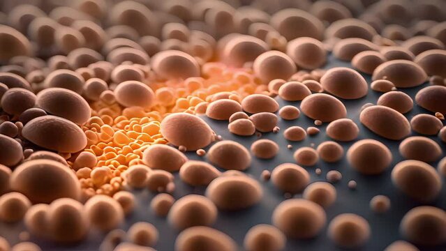 Fictitious recreation of microscopic view of organic tissue with cells