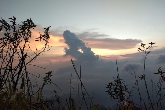 Beautiful sunset on the mountain with cloud and sky