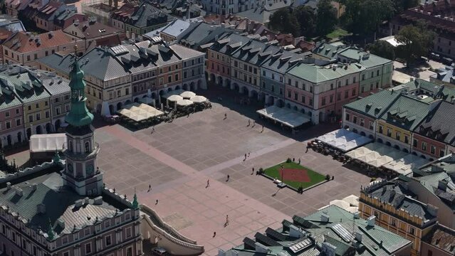 Beautiful Landscape Old Town Market Square Zamosc Aerial View Poland