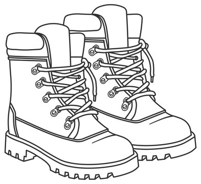 black and white boots pair clip art preview