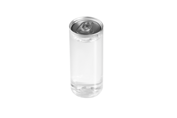 Mockup of transparent aluminum bottle with liquid without logo