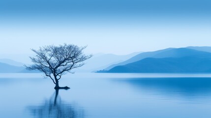 Tranquil blue scene, invoking a sense of balance and harmony