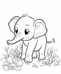Obraz premium Baby Elephant Coloring Page, Children's Coloring Page
