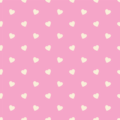 Heart seamless pattern, endless texture. Light yellow hearts on pink background, vector illustration. Valentine's Day Pattern. Anniversary, birthday design. Love, sweet moment, wedding design.