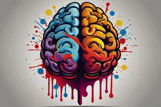 Brain exploding in colors. Mind blown imagery symbolizing creative inspiration. 