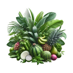 Fototapeta premium Tropical plants transparent background Ai generative.