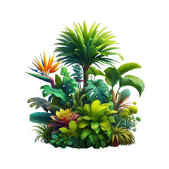 Tropical plants transparent background Ai generative.