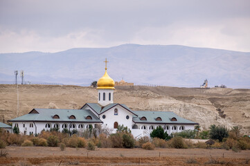 An Orthodox Church or monastery next to Qasr el Yahud on the Jordan River - 755791387