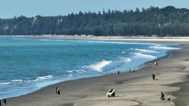 World&rsquo;s longest unbroken sea beach at Cox&rsquo;s Bazar, Bangladesh. With its sandy shores stretching as far as the eye can see, this coastal paradise offers a tranquil escape for sun-seekers	