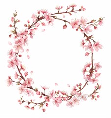 Obraz na płótnie Canvas Elegant Cherry Blossom Branches Creating a Delicate Floral Frame