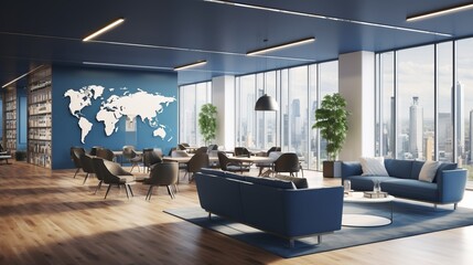 A diverse office environment with global perspectives