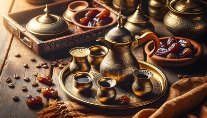 Traditional Arabic Coffee: A Taste of Middle Eastern Hospitality, AI Image