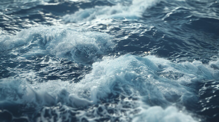 Fototapeta premium Tranquil blue waves cresting gently in the open sea.