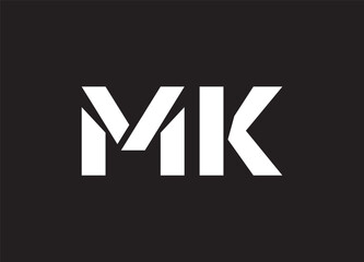 Unique and Custom Minimal Style MK Initial Based logo
