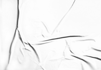 Paper wrinkled and crumped texture. Transparent glued poster template.