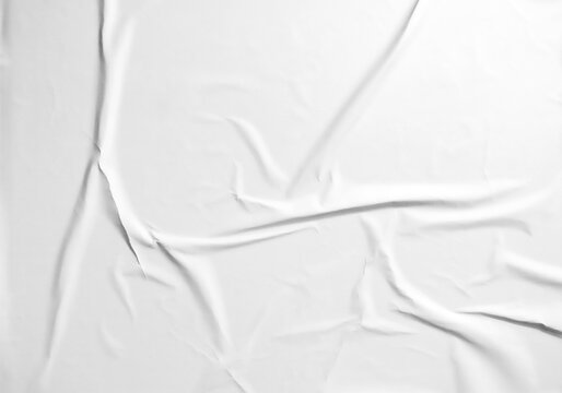 Paper wrinkled and crumped texture, glued poster template.
