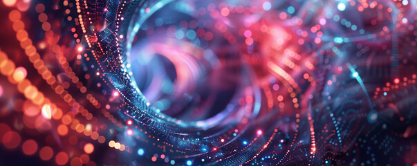A digital artwork featuring a swirling light wormhole