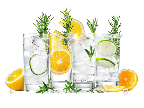 Collection set of tonic water isolated on transparent background, transparency image, removed background