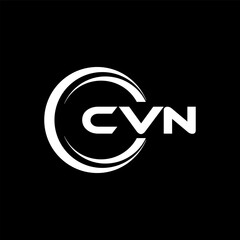CVN letter logo design with black background in illustrator, cube logo, vector logo, modern alphabet font overlap style. Calligraphy designs for logo, Poster, Invitation, etc.