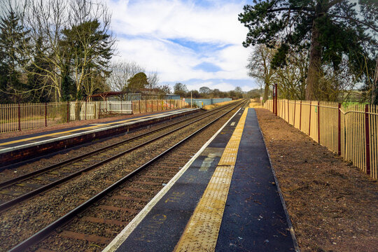 rural british rail network rail railway station wsrwickshire england uk