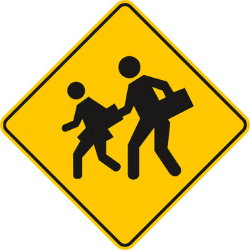 School zone,Children crossing the road,warning sign,Traffic Sign , Vector, symbol, transport icon,roadsign