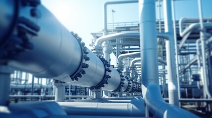 Industrial pipes and valves in a petrochemical plant