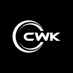 CWK letter logo design with black background in illustrator, cube logo, vector logo, modern alphabet font overlap style. calligraphy designs for logo, Poster, Invitation, etc.